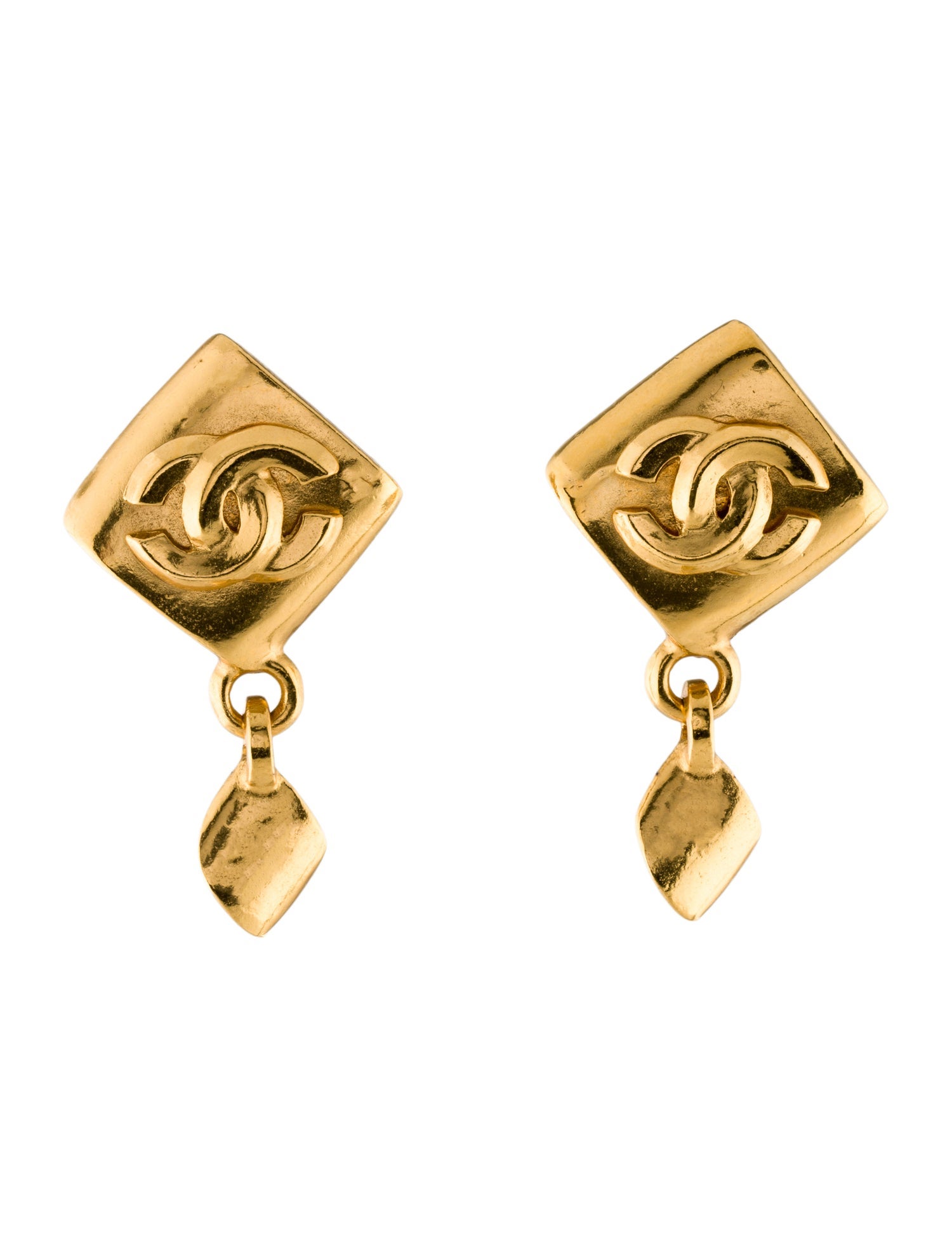 Chanel Vintage CC Clip-On Drop Earrings