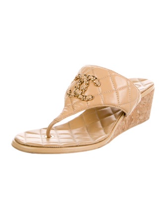 Chanel 2023 Interlocking CC Logo T-Strap Sandals