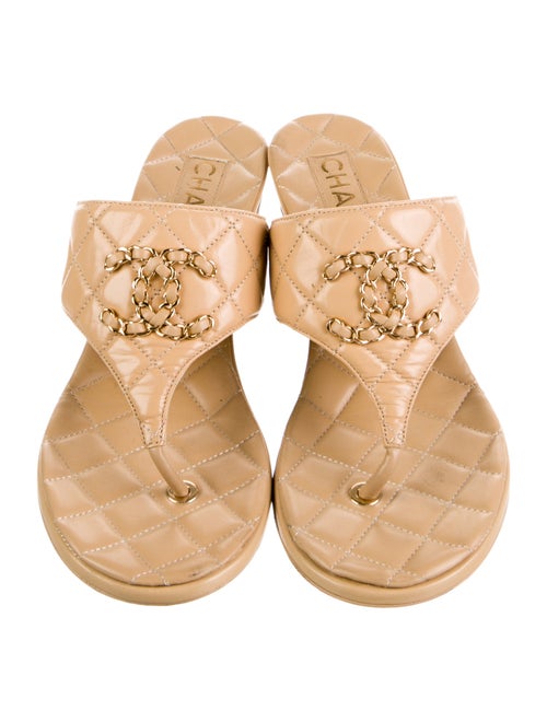 Chanel 2023 Interlocking CC Logo T-Strap Sandals