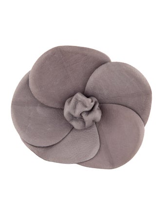 Chanel Leather Camellia Brooch