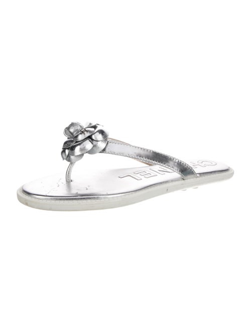 Chanel Interlocking CC Logo Leather Flip Flops