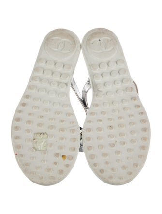 Chanel Interlocking CC Logo Leather Flip Flops