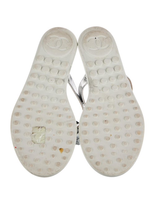 Chanel Interlocking CC Logo Leather Flip Flops