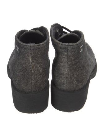 Chanel Interlocking CC Logo Suede Lace-Up Boots