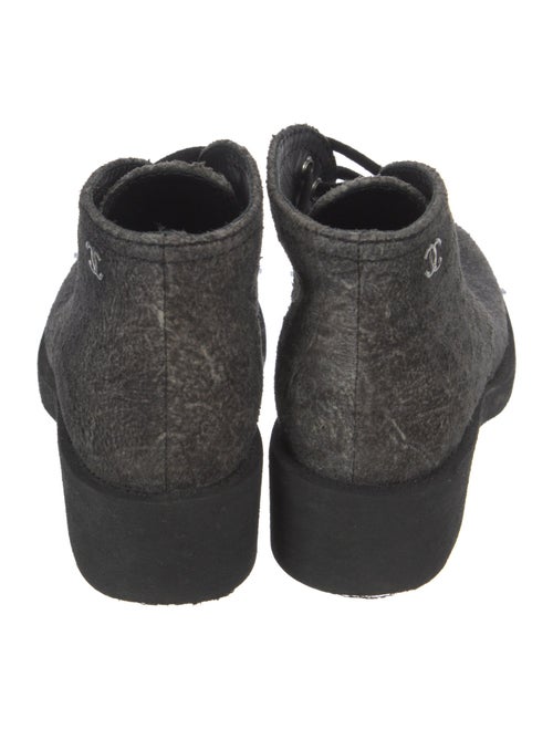 Chanel Interlocking CC Logo Suede Lace-Up Boots