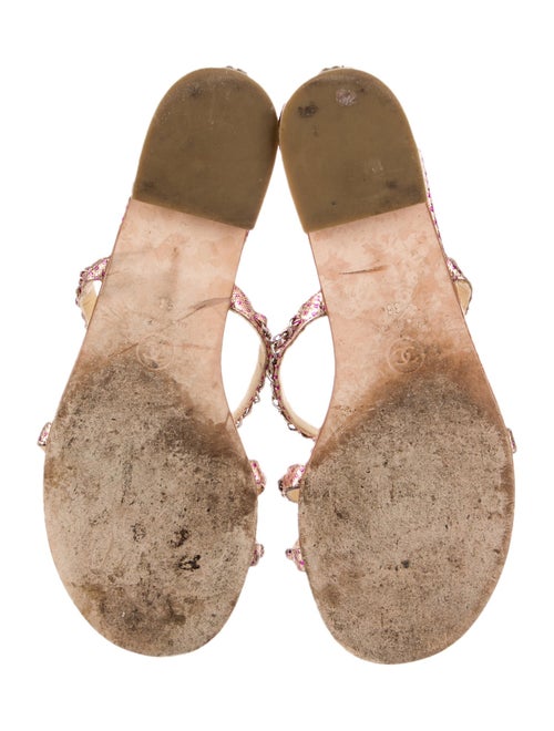 Chanel Chain-Link Accent Leather Slides