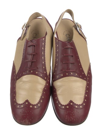 Chanel Interlocking CC Logo Leather Slingback Flats