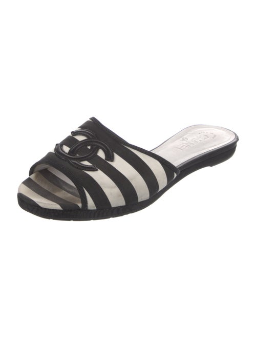 Chanel Interlocking CC Logo Grosgrain Trim Slides