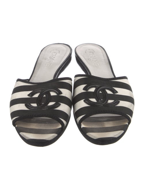 Chanel Interlocking CC Logo Grosgrain Trim Slides