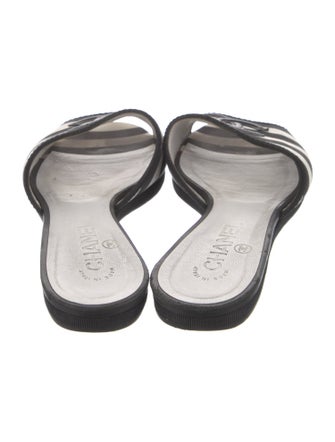 Chanel Interlocking CC Logo Grosgrain Trim Slides