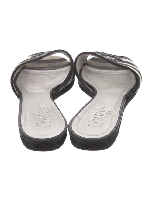 Chanel Interlocking CC Logo Grosgrain Trim Slides