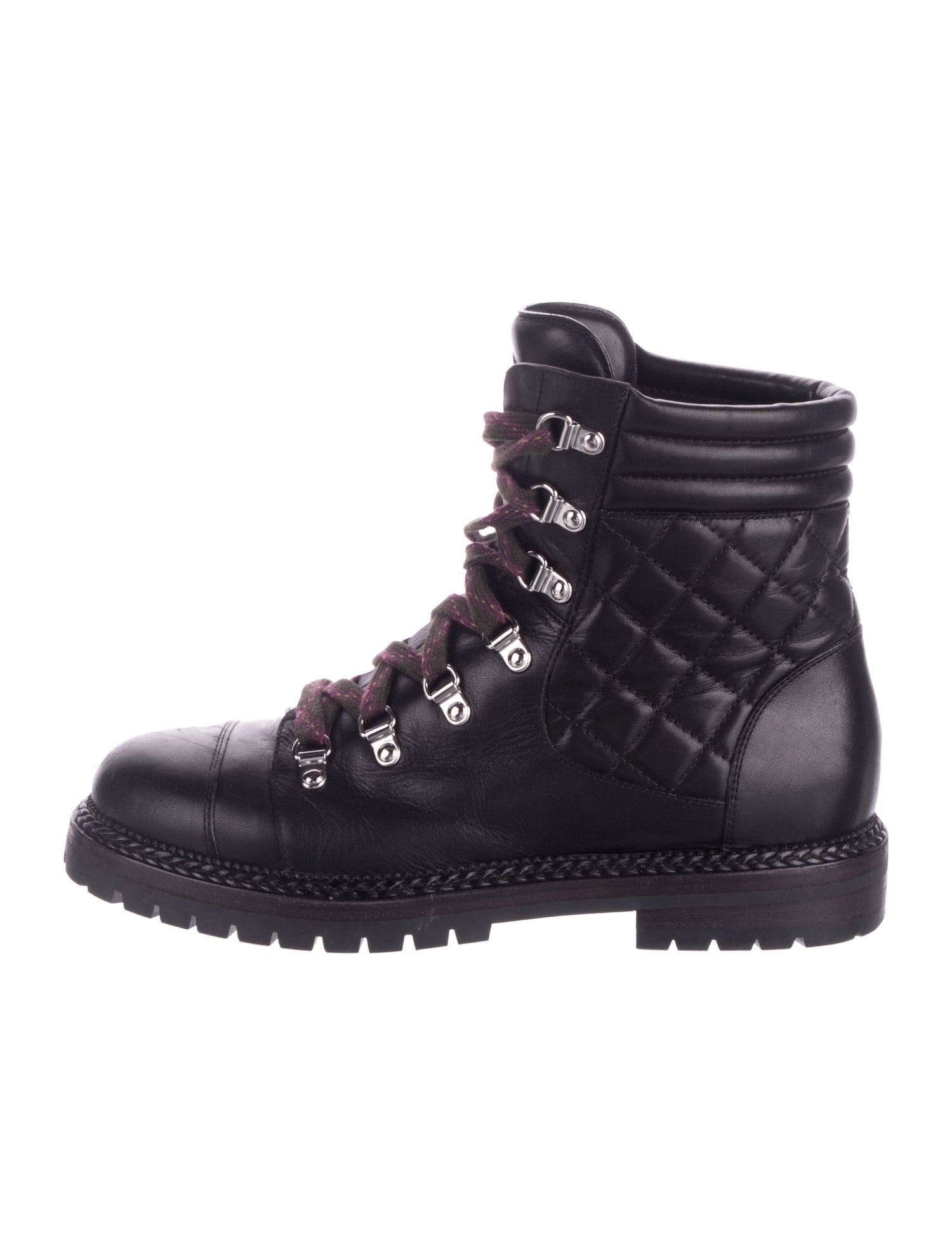 Chanel Interlocking CC Logo Leather Combat Boots