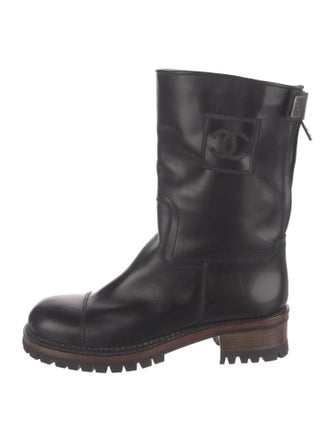 Chanel Interlocking CC Logo Leather Combat Boots