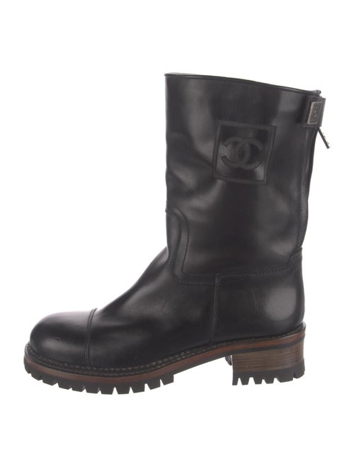 Chanel Interlocking CC Logo Leather Combat Boots