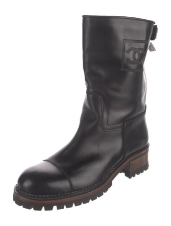 Chanel Interlocking CC Logo Leather Combat Boots
