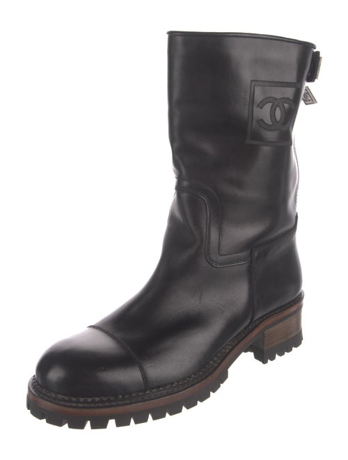 Chanel Interlocking CC Logo Leather Combat Boots