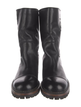 Chanel Interlocking CC Logo Leather Combat Boots