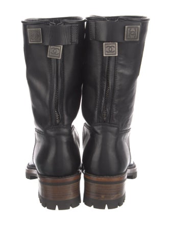 Chanel Interlocking CC Logo Leather Combat Boots