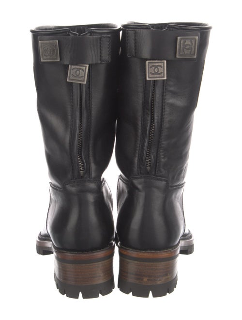 Chanel Interlocking CC Logo Leather Combat Boots