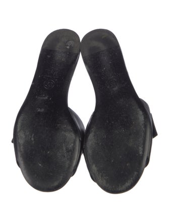 Chanel Interlocking CC Logo Leather Slides