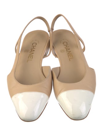 Chanel Interlocking CC Logo Lambskin Slingback Flats