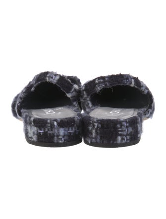 Chanel Interlocking CC Logo Tweed Slingback Flats