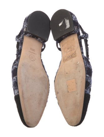 Chanel Interlocking CC Logo Tweed Slingback Flats
