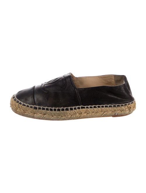 Chanel Interlocking CC Logo Leather Espadrilles