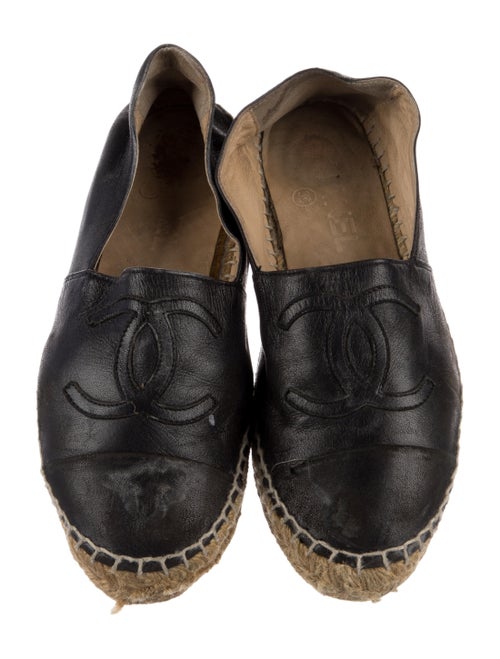 Chanel Interlocking CC Logo Leather Espadrilles
