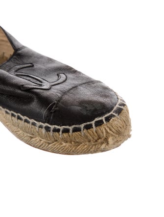 Chanel Interlocking CC Logo Leather Espadrilles
