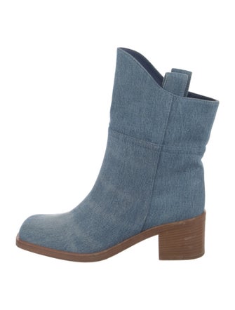 Chanel Interlocking CC Logo Denim Rain Boots