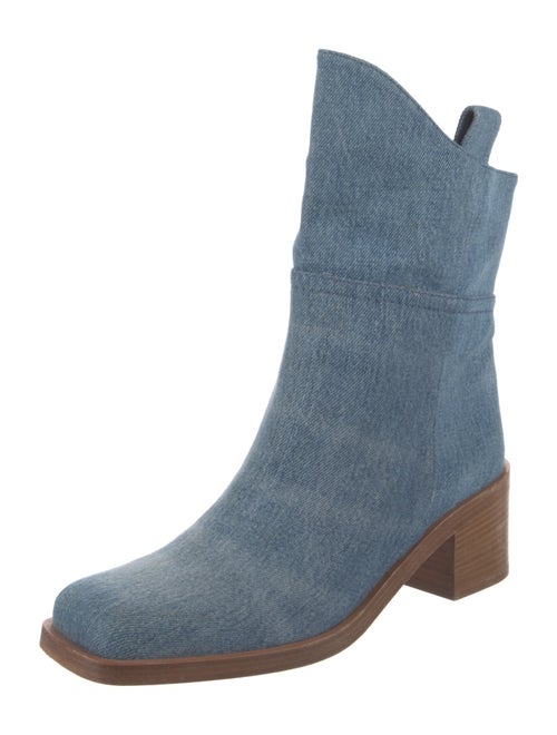 Chanel Interlocking CC Logo Denim Rain Boots