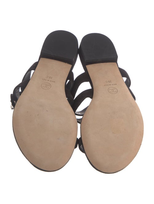 Chanel Interlocking CC Logo Suede Slides