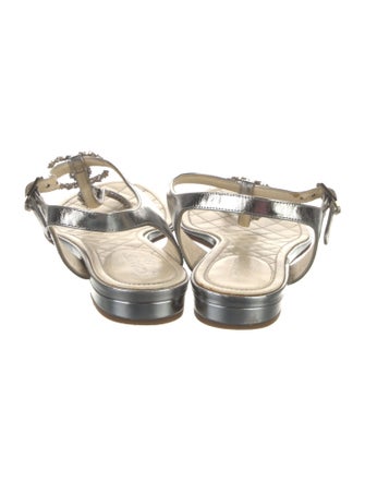 Chanel Interlocking CC Logo Leather T-Strap Sandals