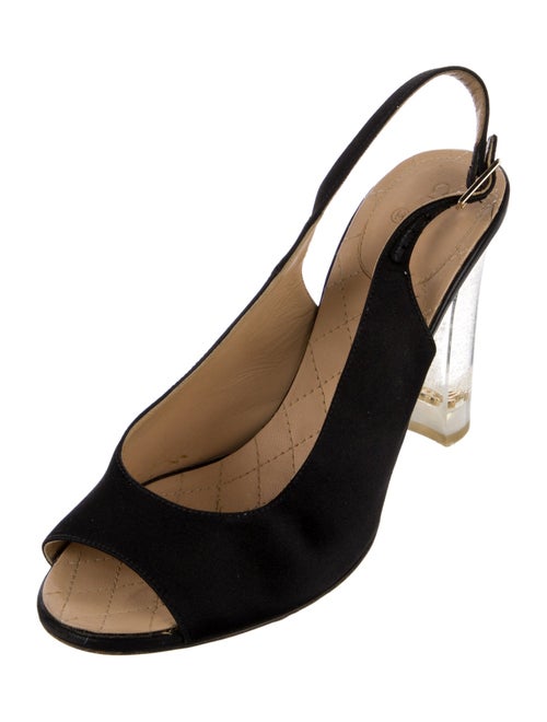 Chanel Interlocking CC Logo Satin Slingback Sandals