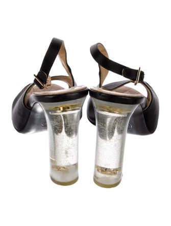 Chanel Interlocking CC Logo Satin Slingback Sandals