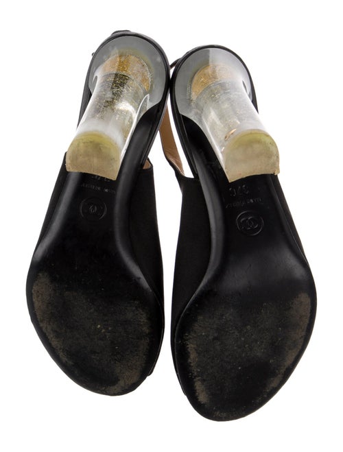 Chanel Interlocking CC Logo Satin Slingback Sandals