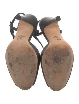 Chanel Interlocking CC Logo Satin T-Strap Sandals