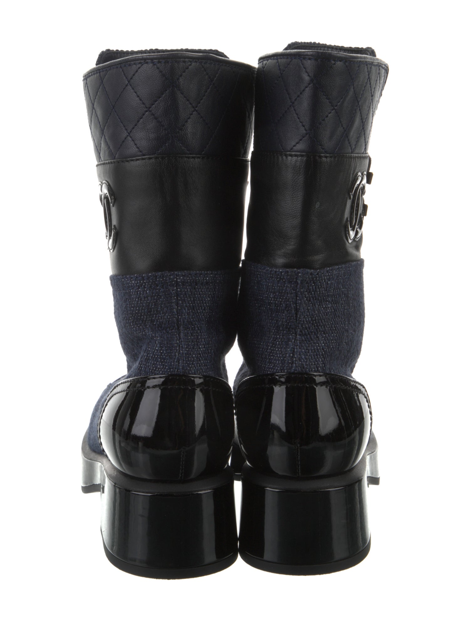 Interlocking CC Logo Denim Combat Boots