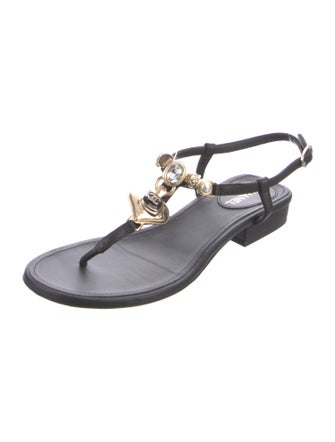 Chanel 2023 Interlocking CC Logo T-Strap Sandals