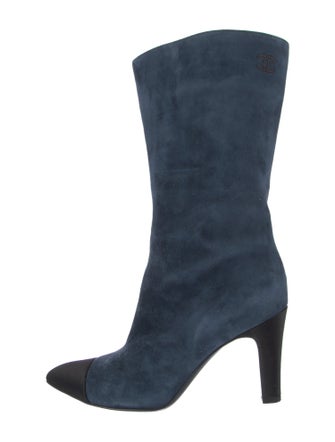 Chanel Interlocking CC Logo Suede Boots