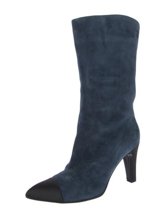 Chanel Interlocking CC Logo Suede Boots