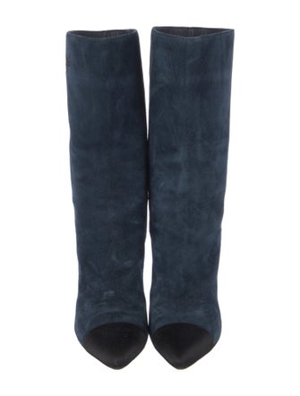 Chanel Interlocking CC Logo Suede Boots