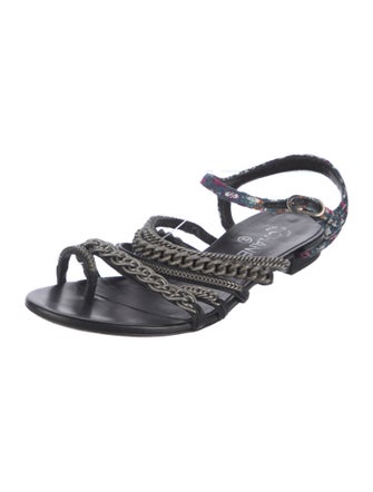 Chanel 2015 Interlocking CC Logo Slingback Sandals