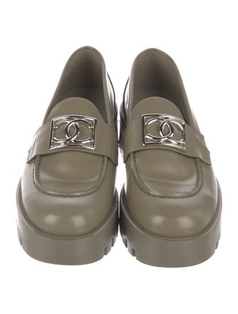 Chanel Interlocking CC Logo Patent Leather Loafers