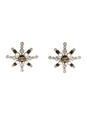 Chanel Faux Pearl & Strass CC Drop Earrings