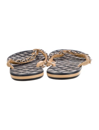 Chanel 2015 Interlocking CC Logo Flip Flops