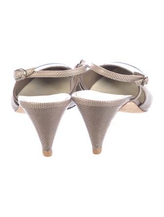 Chanel Interlocking CC Logo Lizard Slingback Pumps