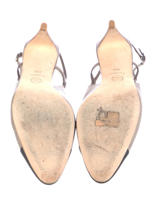 Chanel Interlocking CC Logo Lizard Slingback Pumps