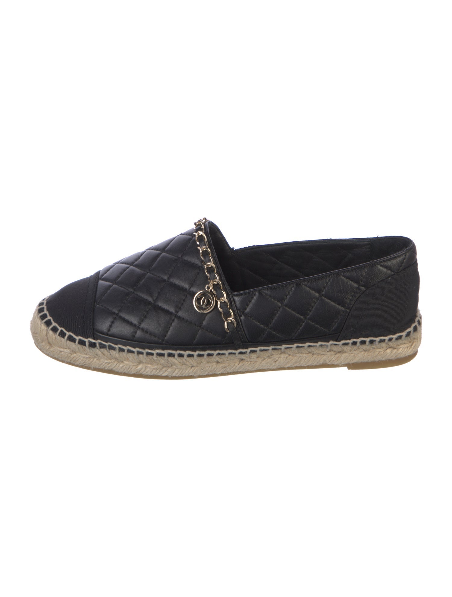Chanel Interlocking CC Logo Leather Espadrilles